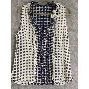 Paul &‎ Shark Yachting Silk Blend Polka Dot Ruffle Blouse Italy Sz 48 (US 12/14)